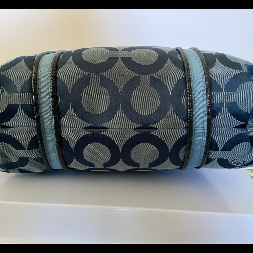 COACH - Blue Poppy Signature Logo Fabric Tote - Picture 4 of 6